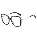 Chic square oversized tortoise shell sunglasses with slim golden metal temples - Purple Leopard Frame