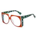Lunettes de soleil géométriques orange vif avec branches à motif camouflage tendance - Monture Orange Branche Rose