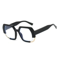 Chic black oversized polygonal sunglasses with subtle gold trim on the frame edge - Black Frame