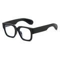 Classic square black thick frame sunglasses with blue reflective lenses and wide temples - Black Frame Blue Light Blocking Glasses