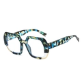 Fashionable oversized polygonal sunglasses with vibrant multicolor patchwork frames - Tortoise Frame