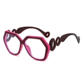 Polygonal oversized sunglasses with pink frames and hollow chain design temples - Purple Frame