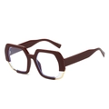 Polygonal oversized sunglasses with dark tortoiseshell and gold metal frames - Wine Red Frame