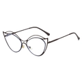 Montura de gafas cat-eye de metal con un elegante diseño hueco de doble capa moderno - Montura de Té