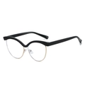 Moderne schwarz-goldene Cat-Eye-Brille mit trendigem Wellen-Rahmendesign - Schwarzer Rahmen