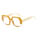 Chic geometric oversized sunglasses with yellow frames and white temples for casual street wear - Orange Frame Pink Temple