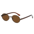 Vintage round metal sunglasses with dark brown lenses and sleek retro circular frames - Tea Frame Tea Lens