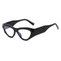 Classic black cat-eye sunglasses with retro frame and clear anti-blue light lenses - Black Frame