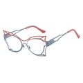 Fashionable oversized butterfly cat-eye eyeglasses with irregular geometric frames - Red Blue Frame