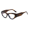 Classic tortoise shell cat eye sunglasses with thick frames and retro pointed design - Leopard Frame