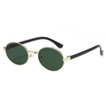Retro small round metal sunglasses with gold frame and dark green lenses for a vintage look - Gold Frame Green