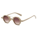 Retro polygon sunglasses with beige frame, gradient brown lenses and golden double bridge - Beige Frame Tea Lens
