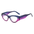 Cat eye sunglasses with blue-purple gradient frame and unique zebra pattern texture - Blue Purple Frame Clear Lens
