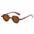 Retro tortoise shell octagonal sunglasses with brown lenses and golden double bridge - Leopard Frame / Tea Lens