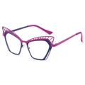 Montatura per occhiali cat-eye in metallo traforato con design viola e blu chic - Montatura Viola