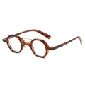 Retro tortoise shell polygon sunglasses with double bridge gold metal frame and tinted lenses - Leopard Frame