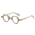 Retro double-bridge polygon sunglasses in translucent nude acetate with gold metal accents - Jelly Tea Frame