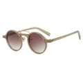 Vintage round small frame sunglasses with double bridge and brown gradient lenses - Jelly Tea Frame Gradient Tea Lens