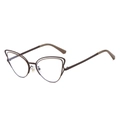 Vintage brown metal cat eye sunglasses with a hollow frame design and trendy retro style - Coffee Frame