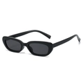 Klassische Retro-Oval-Sonnenbrille mit schwarzem Glanzrahmen und dunkelgrauen Gläsern - Schwarzer Rahmen Schwarz Graue Gläser