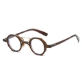 Retro amber octagon sunglasses with stylish double bridge and gold metal details - Tea Frame