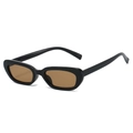Klassische Retro Sonnenbrille mit schwarzem Rahmen und dunkelbraunen Gläsern für Damen - Schwarzer Rahmen Tee Gläser
