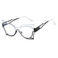 Montatura per occhiali cat eye con motivo geometrico bianco e nero per donne chic - Montatura Bianco Nero