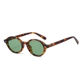 Retro-Sonnenbrille mit ovalem Schildpatt-Rahmen, dunklen Gläsern und Silbernieten - Schildpatt Rahmen Grüne Linsen