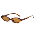 Retro-ovale Sonnenbrille in Schildpatt-Optik mit braunen Gläsern im 90er-Jahre-Stil - Leopardenrahmen Braune Gläser