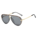 Fashionable aviator sunglasses with transparent grey frame and orange accent detailing - Grey Frame Grey Lens
