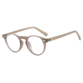 Retro round translucent tea brown sunglasses with classic frame and silver rivet details - Jelly Tea Frame