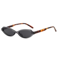 Retro cat-eye sunglasses with translucent dark grey frames and tortoiseshell temples - Grey Frame / Black Grey Lens