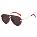 Modern aviator sunglasses featuring translucent red frames and gold metal temples - Red Frame Dark Grey Lens