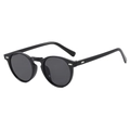 Klassische runde Sonnenbrille in Schwarz mit grauen Gläsern und silbernen Akzenten - Schwarzer Rahmen Schwarz Graue Gläser