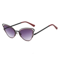 Occhiali da sole cat-eye retrò con montatura in metallo rosso nero e lenti viola sfumate - Montatura Nera Lente Grigia Sfumata