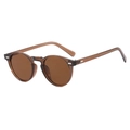 Classic round sunglasses with translucent tea frame and vintage silver rivets - Tea Frame Tea Lens
