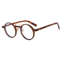 Retro round tortoise shell sunglasses with gold double bridge and metal details - Leopard Frame