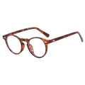 Classic round frame sunglasses in vintage leopard tortoise shell pattern with blue light lenses - Leopard Frame