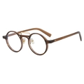 Retro round double-bridge sunglasses in amber brown finish for a stylish vintage look - Tea Frame