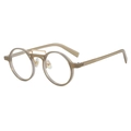 Retro round tea-colored sunglasses with double gold metal bridge and acetate frame - Jelly Tea Frame