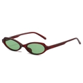 Retro translucent burgundy oval sunglasses with light green lenses for a vintage style - Red Frame Green Lens