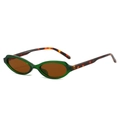 Retro cat-eye sunglasses with transparent green frames and tortoise shell temples - Dark Green Frame Tea Lens