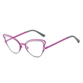 Fashionable cat eye sunglasses with double-layer magenta frame and metal temples - Purple Frame