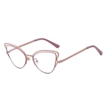 Pink and purple cat-eye sunglasses with trendy double-layer hollowed metal frame design - Pink Frame