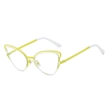 Retro cat-eye metal sunglasses with yellow hollow frames and modern thin temples - Yellow Frame