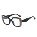 Fashionable square chunky sunglasses in black and brown frame with silver rivets - Black Coffee