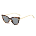 Retro cat-eye sunglasses featuring leopard print frames with sleek gold metal temples - Tortoise Frame Gray Lens