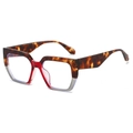 Stylish tortoiseshell gradient oversized square sunglasses with blue light blocking lenses - Leopard Red Frame Clear Lens