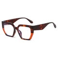 Chic oversized square tortoise shell sunglasses with retro brown patterned frames - Leopard Tea Frame Clear Lens