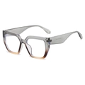 Polygonal oversized sunglasses with gradient grey and tea transparent frames - Gray Tea Frame Clear Lens